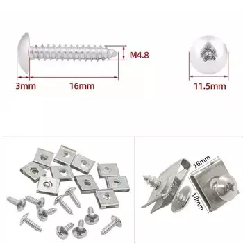 10 комплектов зажимов U-типа из нержавеющей стали ST4.8, саморезы для автомобиля, мотоцикла, крепеж, защита бампера крыла