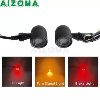 10 мм, алюминиевый фонарь для указателей поворота, фонарь для тормоза с желтым и красным хвостом для Harley Sportster Cafe Racer Chopper Bobber