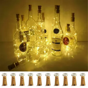 10 Packs 20 LED Wine Bottle Lights Copper Wire Fairy String Light Warm White Bottle Stopper Atmosphere Lamp for Xmas Holiday