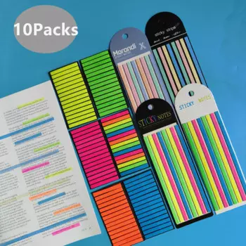10 Packs Transparent Sticky Notes Tab Self-Adhesive Kawaii Clear Bookmarkers Annotation Books Page Marker Stationery