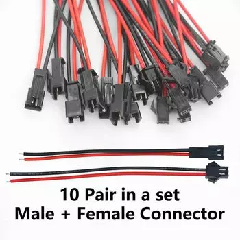 10 пар 20 см JST SM 2P 2-контактная розетка «папа-мама» проводной разъем светодиодные ленты разъемы драйвера лампы быстрый адаптер