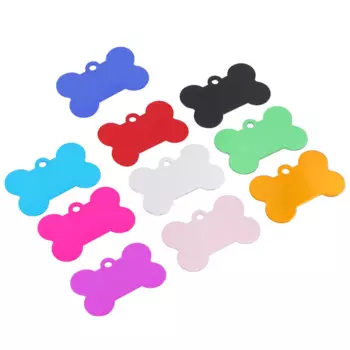 10 Pcs 38mm Pet Id Tag Bone Shape Double Sided Dog Cat Pet Name Phone Number Id Tag (10 Colors) Pet Tags