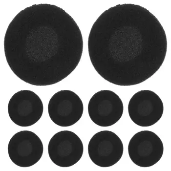 10 Pcs 40mm Headphone Ear Pad Replacement Black Foam Covers Compatible Most Headsets Improve Bass Comfortable