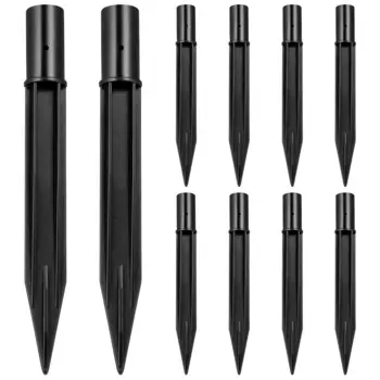 10 Pcs Black ABS Plastic Spike Stakes for Garden Landscape Solar Lights Replacement Outdoor Ground Stakes for Decorative