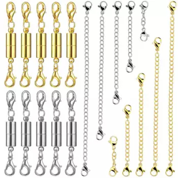 10 Pcs Chain Extenders Stainless Steel Necklace Bracelet Clasps Magnetic Lobster Chains Craft Projects Accessories