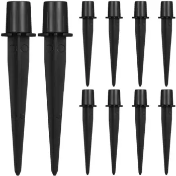 10 Pcs Solar Powered Lights Ground Rod Metal Spike Replacement Accessories Poles Stakes for Landscape Pathway Black