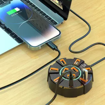 10 Ports HUB 7 Colors RGB Backlight USB2.0 Cable Splitter 1 in 10 out Mouse Keyobard Printer Extend Adapter Phone Charging Dock