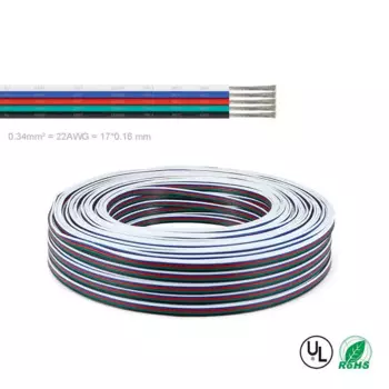 10 рулонов 100 м 5pin UL2468 22 AWG 5x0,34 кв. Мм луженая медная проволока для светодиодов ленточный кабель Электрический кабель удлинить шнур DIY провод
