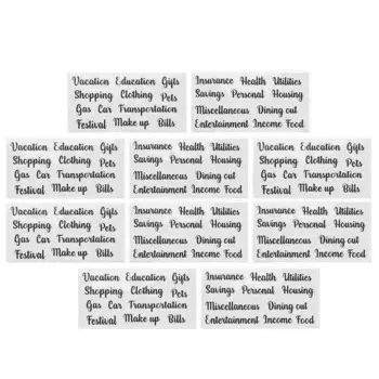 10 Sets Cash Budget Sticker Personalized Font Exquisite Colors Classification Labels Self Adhesive Mini Planner Home PVC Small
