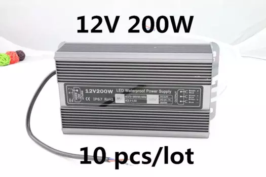 10 шт., 12 В, 200 Вт, водонепроницаемый светодиодный драйвер, адаптер для управления доступом, светодиодный трансформатор 16.7A, зарядное устройство для светодиодов