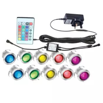 10 шт., 12 В светодиодсветильник подземная лампа с пультом ДУ