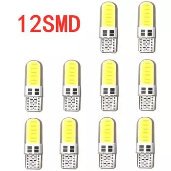 10 шт. 12SMD LED W5W T10 194 168 COB Светодиодная парковочная лампа с автоматическим клиновым габаритным фонарем CANBUS Silica Ярко-белые лампы номерного света
