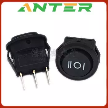 10 шт. 16 мм Диаметр маленький круглый черный 3 контакта 6A/125V 3A/250V SPDT ВКЛ./ВЫКЛ. Клавишный переключатель защелкивающийся