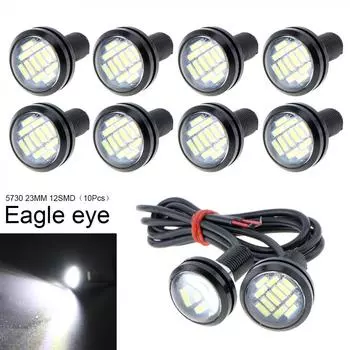10 шт. 23 мм Eagle Eye 4014 12SMD Белый 12 В Автомобильная противотуманная лампа DRL 18 Вт 10-120LM Автоматическая резервная парковочная лампа заднего хода