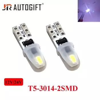 10 шт. 24 В T5 Автомобильные фонари на приборной панели 2 3014 SMD Лампа для чтения приборной панели без полярности Светодиодная лампа Белый Красный Зеленый Синий 12 В