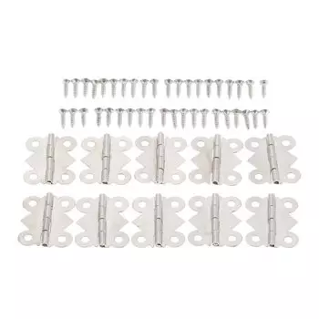 10 шт., 25*20 мм, серебряная мебельная петля для дверей шкафа, 4 отверстия, шкатулки для драгоценностей в форме бабочки, декоративная петля, мебельная фурнитура с винтами