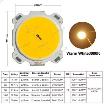10 шт. 28 мм круглой COB LED лампы 3Вт-12Вт для светильника