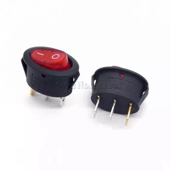 10 шт., 2-позиционный 3-контактный мини-овальный кулисный переключатель ВКЛ-ВЫКЛ переменного тока 6А 250 В 10 А 125 В с красной подсветкой для кнопочного переключателя чайника