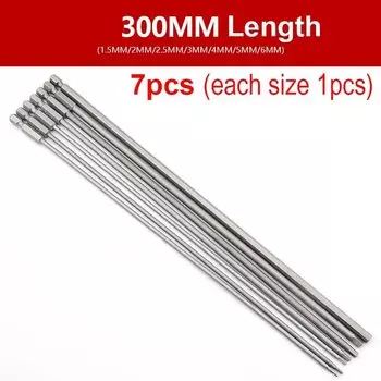 10 шт. 300 мм удлиненная электрическая отвертка Набор шестигранных бит 1/4 'шестигранный хвостовик магнитные отвертки ручные инструменты H1.5 до H6