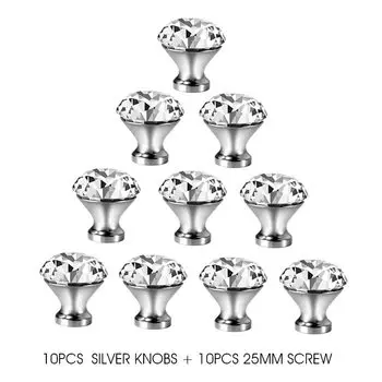 10 шт. 30 мм современная простая ручка с кристаллами и бриллиантами, ручка с маленьким отверстием, фурнитура для шкафа, ящика, двери шкафа