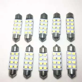 10 шт., 31 мм, 36 мм, 39 мм, 41 мм, гирлянда 8SMD 1210, светодиодсветодиодный суперъяркая лампочка для чтения, белая лампочка для чтения, купольная Гирлянда для салона автомобиля, 12 В