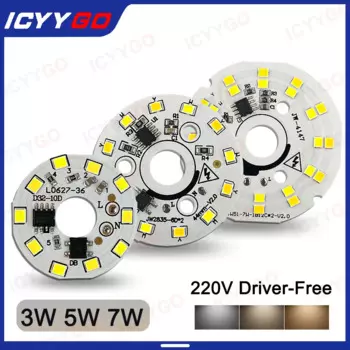 10 шт., 3 Вт, 5 Вт, 7 Вт, двухцветный светодиодный чип 2835SMD, круглые бусины для ламп, подходят для ламп без драйверов, AC220V-240V, лампы с чипом, освещение