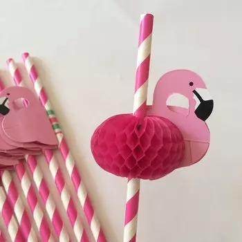 10 шт., 3D бумажные соломинки с фламинго Wohltao