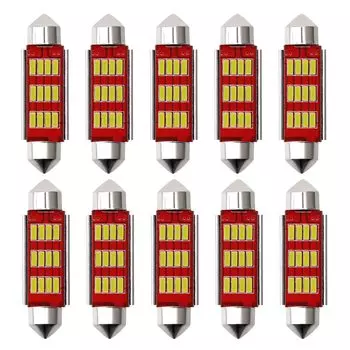 10 шт. 4014 чипов Canbus C5W C10W Светодиодная лампа 31 мм 36 мм 39 мм 41 мм Автомобильный гирлянда Внутренние купольные лампы для чтения 6000K Чистый белый