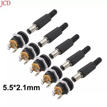 10 шт. (5 пар) dc12в 5,5x2,1 мм Пластиковые штекеры DC022 Разъем питания постоянного тока Гнездовой разъем винтовая гайка панельный разъем