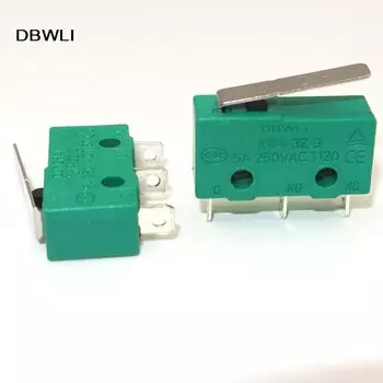10 шт AC 125V 5 Amp SPDT 1NO 1NC короткий концевой выключатель с прямым рычагом на шарнире Mini Micro Switch