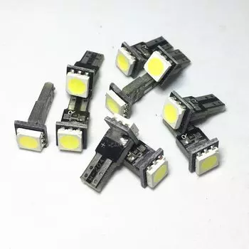10 шт. Авто T5 светодиодный 1 SMD 5050 датчик лампочки приборной панели фонарь освещения номерного знака автомобиля Canbus Error Free Подсветка приборной панели для DC 12V белого цвета
