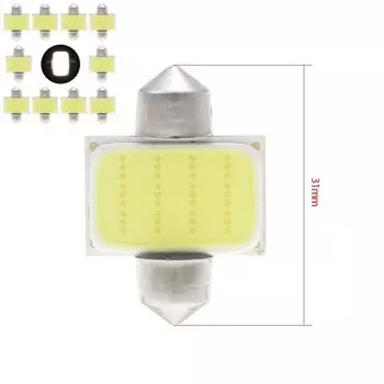 10 шт., Автомобильные светодиодные лампы 31 мм, 36 мм, 39 мм, 41 мм, 12 чипов