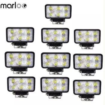 10 шт., Автомобильные светодиодные противотуманные светильник, 18 Вт, 12 В, 24 В