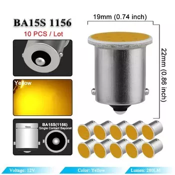 10 шт. автомобильный поворотный сигнал Lgiht P21W 1156 BA15S 1157 Bay15D светодиодная лампа COB 12SMD 12 в 7000K белый Автомобильный задний тормосветодиодный стояночный фонарь