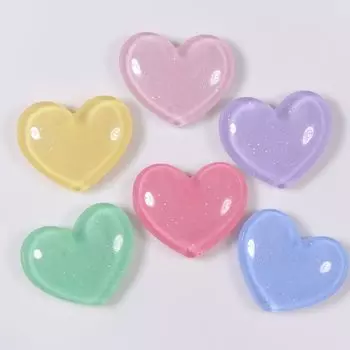 10 шт. блестящие розовые сердца из полимера MATE BIRDS для скрапбукинга