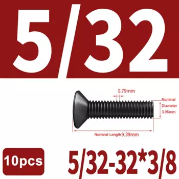 10 шт. BSW резьба 5/32-32 класса 10,9, высокопрочные стальные болты с потайной головкой, винты с шестигранной головкой, длина 5/16,3/8,1/2, 5/8,3/4,1 дюйма