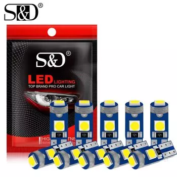 10 шт. Canbus T5 W3W W1.2W светодиодные лампы для салона автомобиля, индикатор обогрева приборной панели, клин, авто инструментальная лампа, белый, красный, желтый