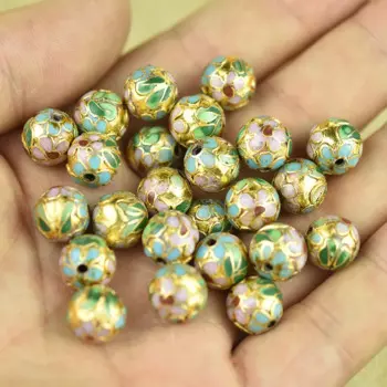 10 шт. DIY перегородчатое эмалированное золото Филигранное 10 мм бусины браслет серьги ожерелье ювелирные изделия