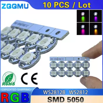 10 шт., драйвер RGB WS2812B WS2812, 4-контактный чип 5050SMD DC5V WS2811 IC, черная/белая печатная плата с радиатором, Smart IC, сделай сам