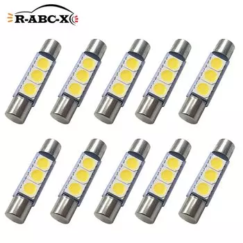 10 шт. х гирлянда теплый белый Ледяной Синий цвет 3 SMD 5050 солнцезащитный козырек предохранитель зеркала для туалетного столика 28 мм 31 мм 6641 6614 автомобильная светодиодная лампа 12 В