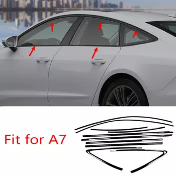 10 шт., хромированные молдинговые полоски из нержавеющей стали для Audi A7 S7 2012-2018 2019-2024