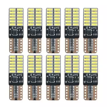 10 шт. IC T10 Светодиодная лампа Canbus 5W5 Автомобильная W5W светодиодная сигнальная лампа 12 В 6000K Автомобильная Лампа с клиновидным боковым внутренним освещением 4014 24SMD белая