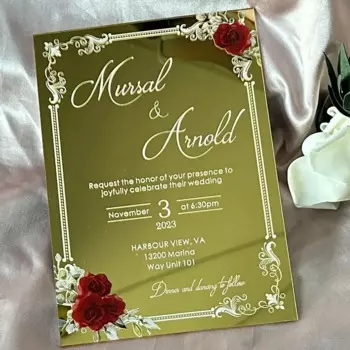 10 шт. индивидуальное зеркало, золотое акриловое свадебное приглашение, карта сэкономитью даты, свадебное меню, открытка для вечеринки, подарочное украшение