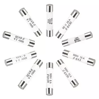 UXCELL керамические быстродействующие предохранители 10 шт., 6х30 мм, 500 В, 1-30 А
