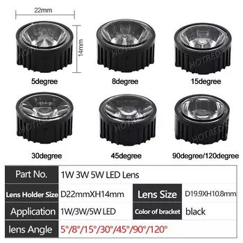 10 шт., Коллиматорные линзы HotRed 1Вт 3Вт 5Вт 20мм