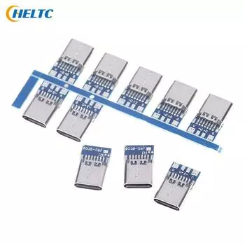 HELTC USB 3.1 Type-C разъемы, латунные, синие, 10 шт.