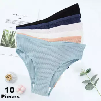 10 шт./компл. женские трусики, сексуальное дышащее нижнее белье, удобное нижнее белье, хлопковые полосатые трусы, модные мягкие трусы