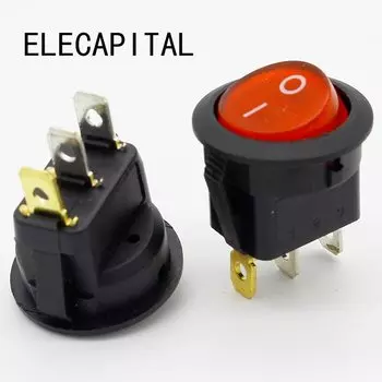 10 шт. красный светильник ВКЛ-ВЫКЛ SPST Круглый тумблер 6A/250V 10A/125V AC