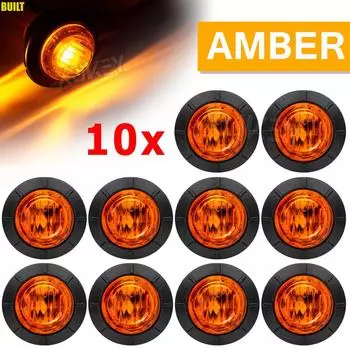 10 шт. круглый 3/4 "светодиодный боковой габаритный фонарь 12 В 24 В оранжевый янтарный индикатор сигнальная решетка лампа грузовик прицеп караван кемпер UTV UTE RV
