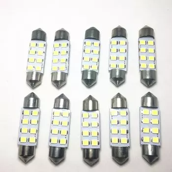 10 шт., купольная Гирлянда для салона автомобиля, 31 мм, 36 мм, 39 мм, 41 мм, 8SMD 1210, гирлянда, светодиодные супер яркие лампы, лампа для чтения, белая, 12 В